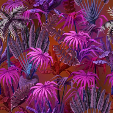 Orman ağaçlarıyla canlı, pürüzsüz bir desen. Vektör.