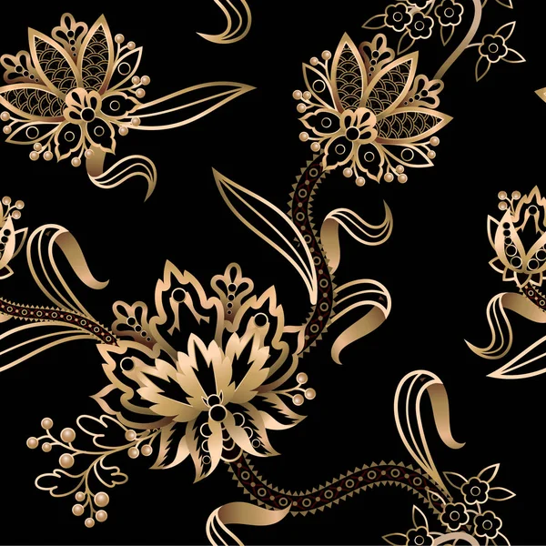 Sömlöst mönster med kinesiska guldblommor. Vektor. — Stock vektor