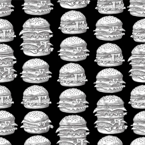 Modèle sans couture avec hamburgers dans un style graphique . — Image vectorielle