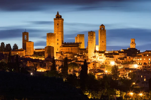 San Gimignano éjjel — Stock Fotó