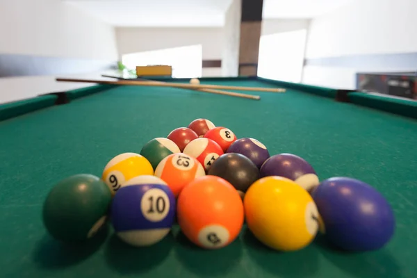 Pool table with balls — Stock Photo, Image