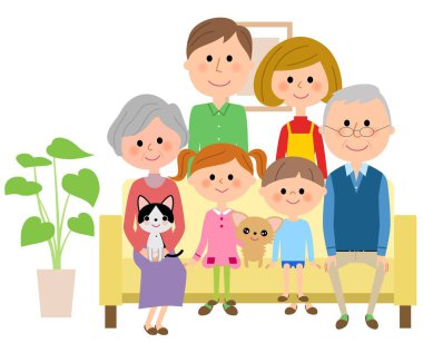 Bir koltukta oturur ve rahatlatır ailesinin