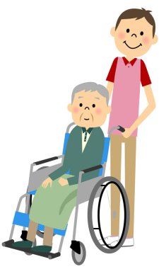 Bir tekerlekli sandalye üzerinde oturan kıdemli vatandaş