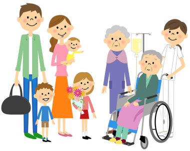 Kıdemli vatandaş ziyaret için gelen aile