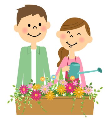 Genç bir çift yapıyor su çiçeği.