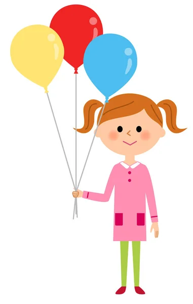 Flicka med en ballong — Stock vektor