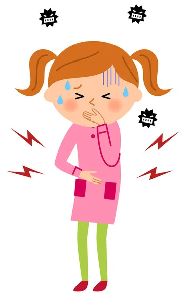 Bir mide ağrısı olan kadının — Stok Vektör