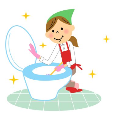 Tuvalet temizlik yapan Bayan