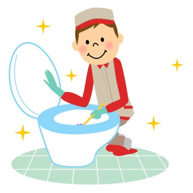 Tuvalet temizlik yapan erkek