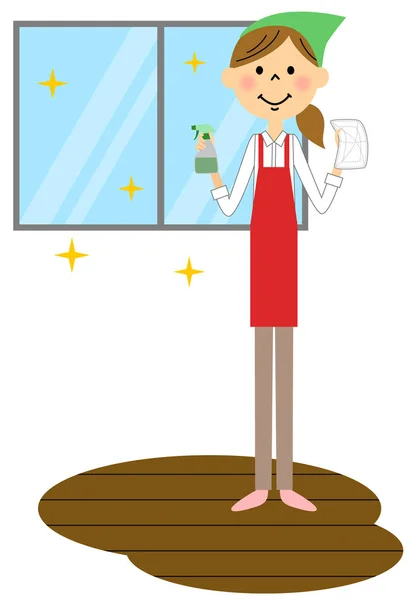 The lady who wipes a window — Stock Vector
