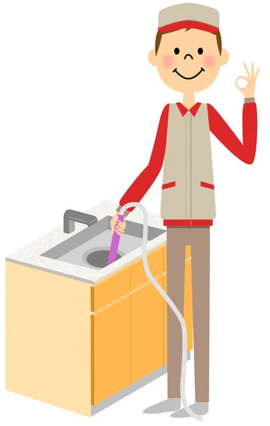 The man who cleans the drain — Stock Vector