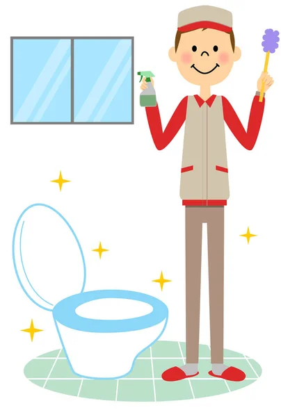 L'homme qui nettoie les toilettes — Image vectorielle
