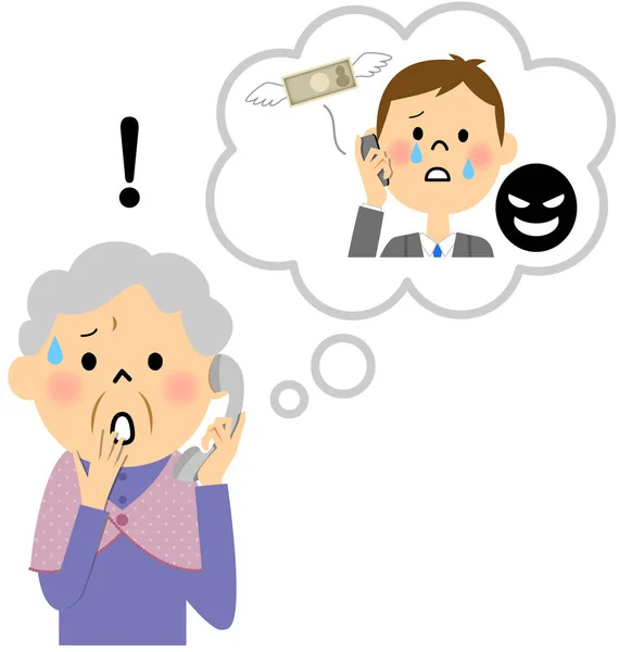 Tricked senior citizen lady — Stock Vector