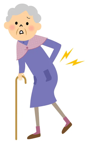 The senior citizen lady who hurt a lower back — Stock Vector