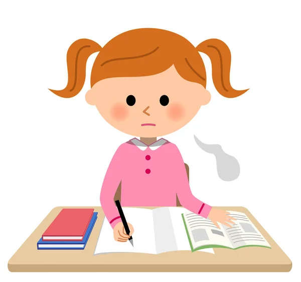 La chica que estudia, Suspira — Vector de stock