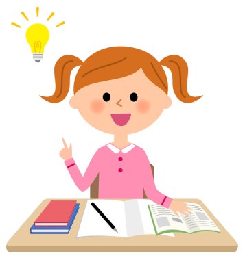 The girl who studies,Inspiration clipart