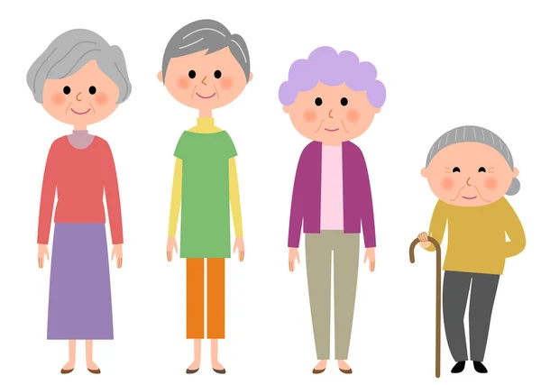 Mulheres idosas, avó — Vetor de Stock