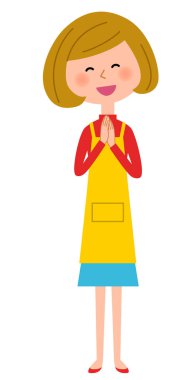 Kadın önlük sevinirler