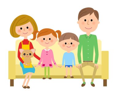 Bir koltukta oturur ve rahatlatır ailesinin