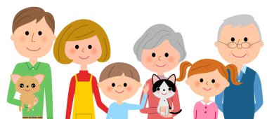 Üç nesil aile ve evde beslenen hayvan