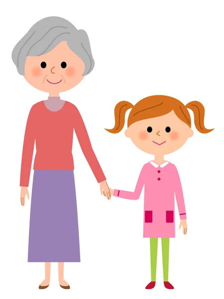 Grand-mère et fille — Image vectorielle