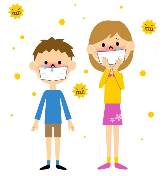 Παιδί με αλλεργική ρινίτιδα — Διανυσματικό Αρχείο