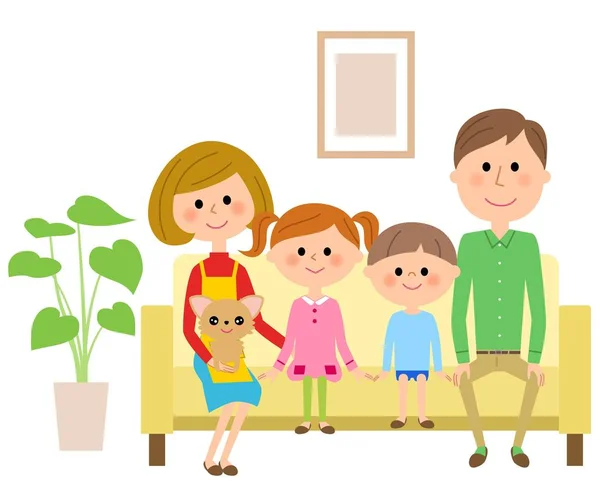 The family which sits down on a sofa and relaxes — Stock Vector