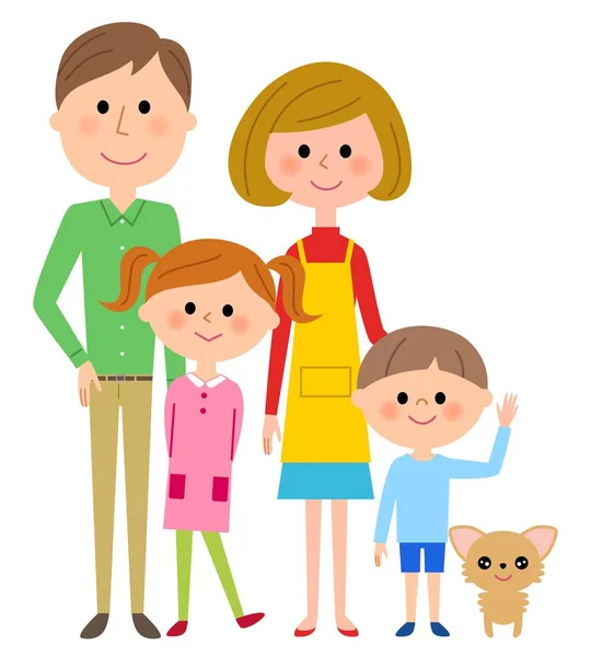 The two generation family and pet — Stock Vector
