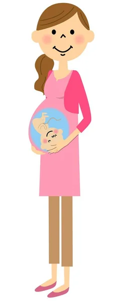 임신 후반 기간에서 임신한 여자 — 스톡 벡터