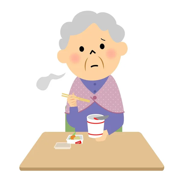自分で食事を持っている高齢者 — ストックベクタ
