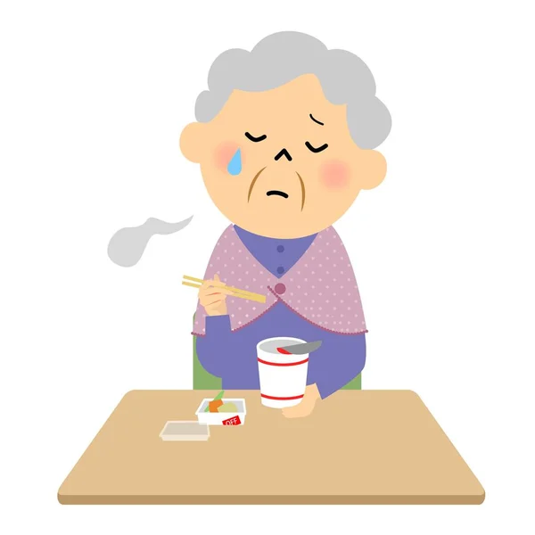 Důchodce, který má jídlo sám — Stockový vektor