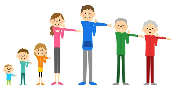 Familia para preparar el ejercicio — Vector de stock