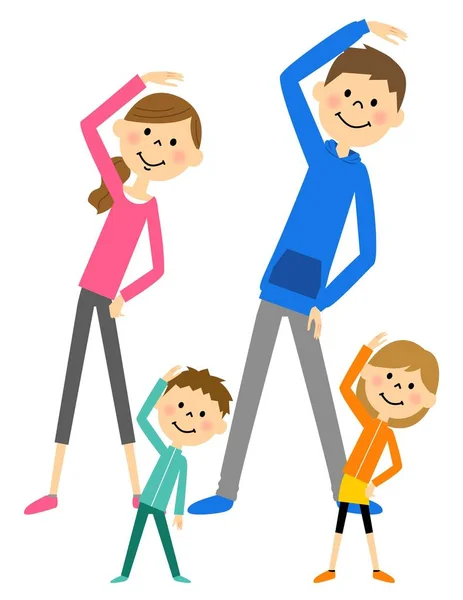 Familia para preparar el ejercicio — Vector de stock