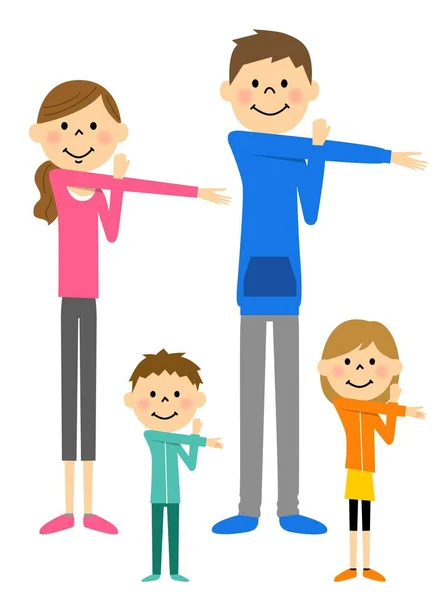 Familia para preparar el ejercicio — Vector de stock