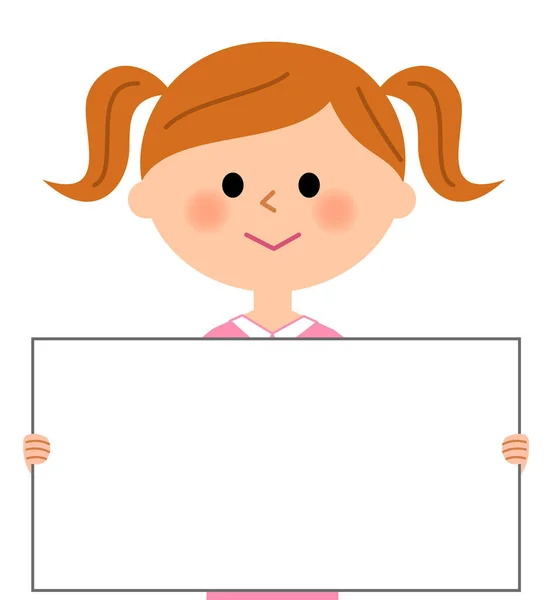 Uma menina com um quadro branco —  Vetores de Stock