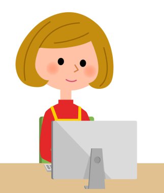 İzleme daha önce oturan kadın apronda