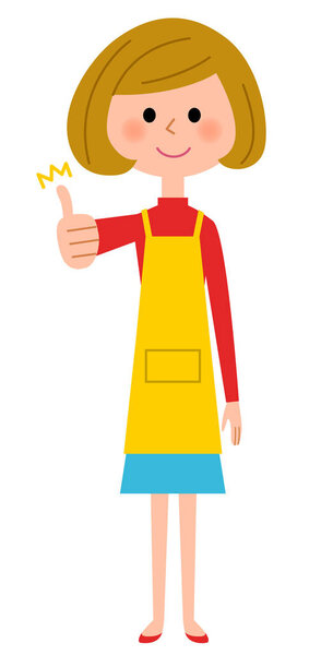 Thumbs up, the female of the apron