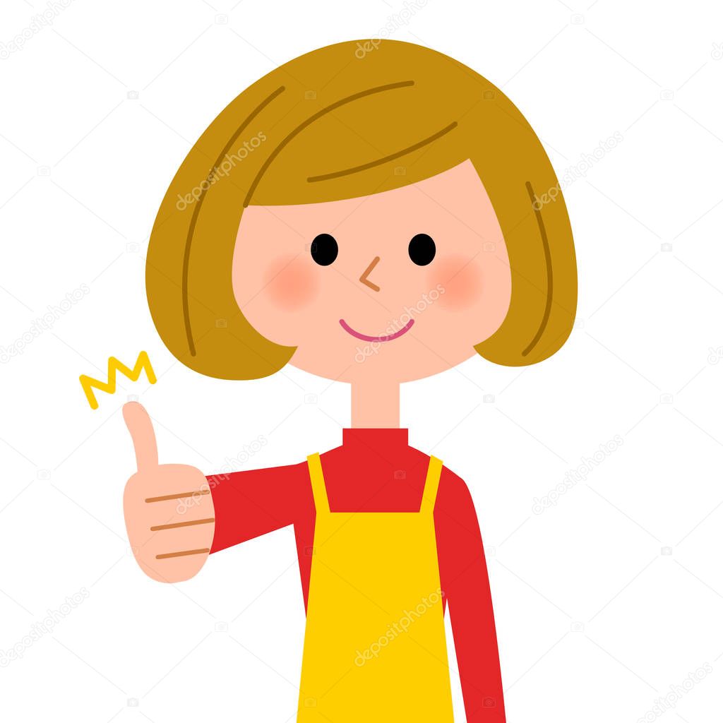 Thumbs up, the female of the apron