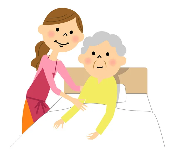 La dame âgée qui reçoit des soins infirmiers — Image vectorielle