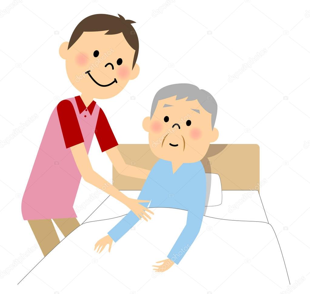 The elderly man who receives nursing