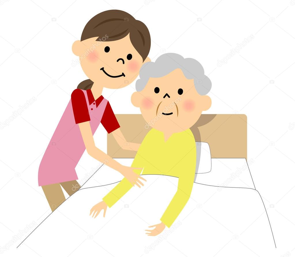 The elderly lady who receives nursing