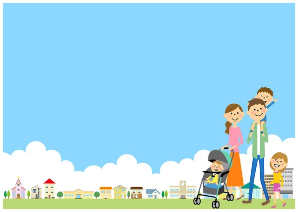 Streets and the family — Stock Vector