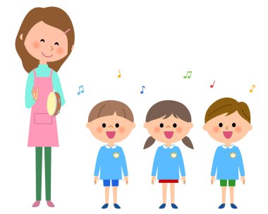 Singing, kindergarten child, nursery school child clipart