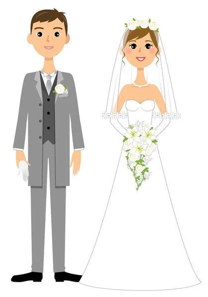 Sposa e sposo, cerimonia nuziale — Vettoriale Stock