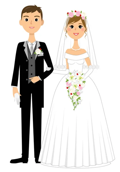 Bruden och brudgummen, bröllop ceremoni — Stock vektor