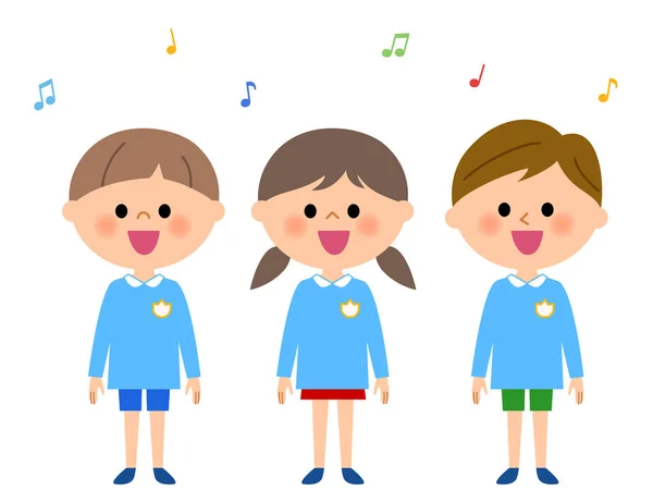 唱歌，幼儿园的孩子，幼儿园的孩子 — 图库矢量图片