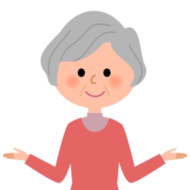 Yaşlı kadın, iki elini yaymak