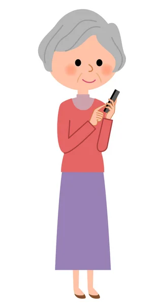 Oudere vrouwen, telefoon — Stockvector