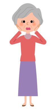 Yaşlı kadın, panik