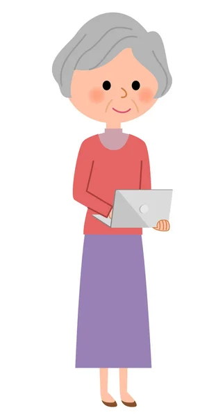 Starsze kobiety, Laptop — Wektor stockowy